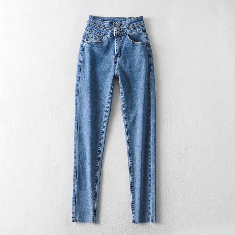 Three button high waist jeans  NSAC17926