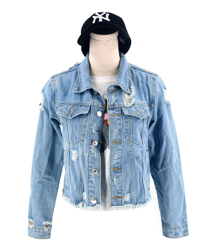 ripped raw-edge short denim jacket  NSSY9119