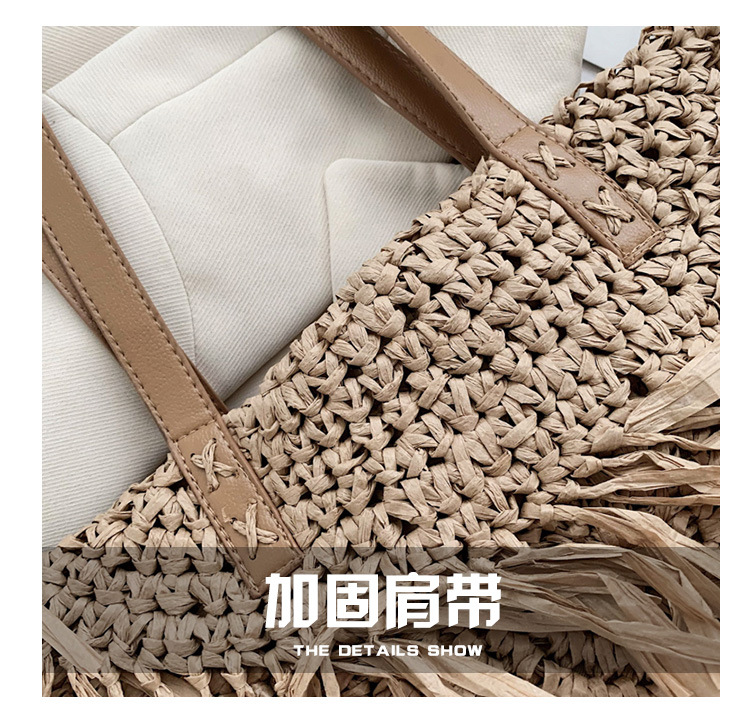 summer new hollow tassel bag shoulder woven straw bag spike paper woven bag beach bag fashion bag wholesale nihaojewelry NHGA220972picture24