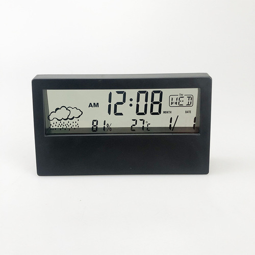 Cross-border LCD clock electronic desk clock temperature and humidity meter alarm clock creative electronic digital display multi-function white light 618E