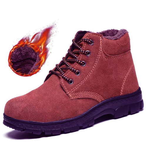 Labor protection cotton shoes, insulating shoes, high-top labor protection leather shoes, anti-smash and puncture-proof men's shoes, cowhide protective warm work shoes, winter