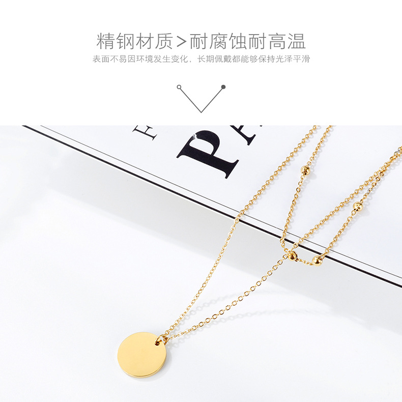 Fashion Jewelry Classic Wild Double Small Bead Chain Glossy Round Pendant Women's Clavicle Necklace Wholesale Nihaojewelry display picture 3