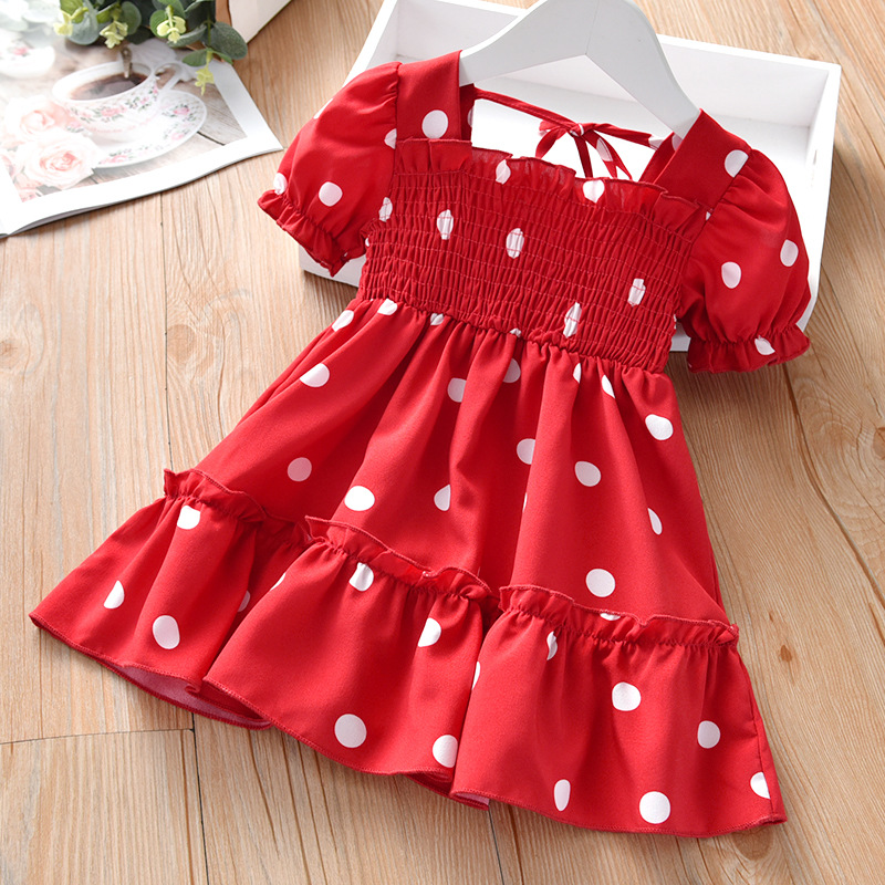 Children's Skirt New Baby Summer Skirt Girl's Dress Children's Sweet Lace Polka Dot Chiffon Skirt One Piece Delivery
