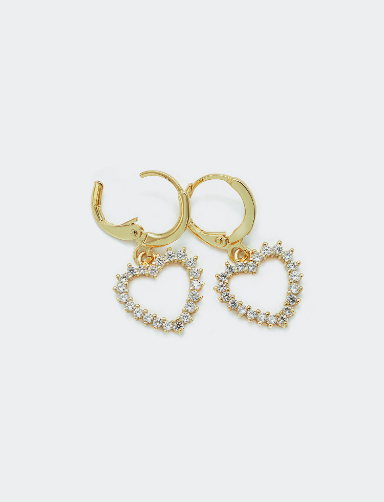 fashion goldplated zircon heartshaped earringspicture4