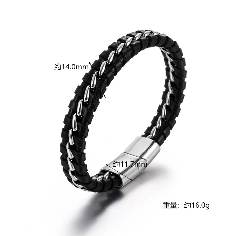 Korean Titanium Steel Braided Leather Bracelet Men's Bracelet display picture 1