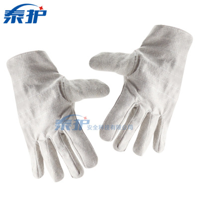 厂家批发 帆布双层手套 半里衬耐磨耐用电焊机械焊工防护劳保手套|ms