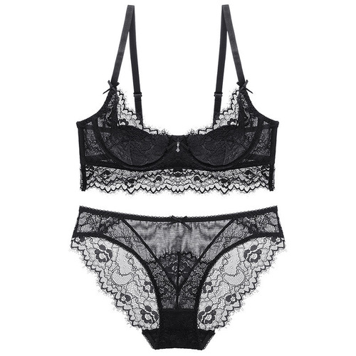 Fashionable foreign trade interest thin rabbit ear large chest slimming lace bra to lift side fat plus size underwear set