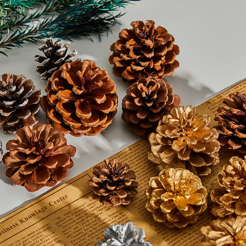 Navidad natural gran pinos dorados crema blanca accesorios de decoración de Navidad árbol de Navidad decoración colgante colgante