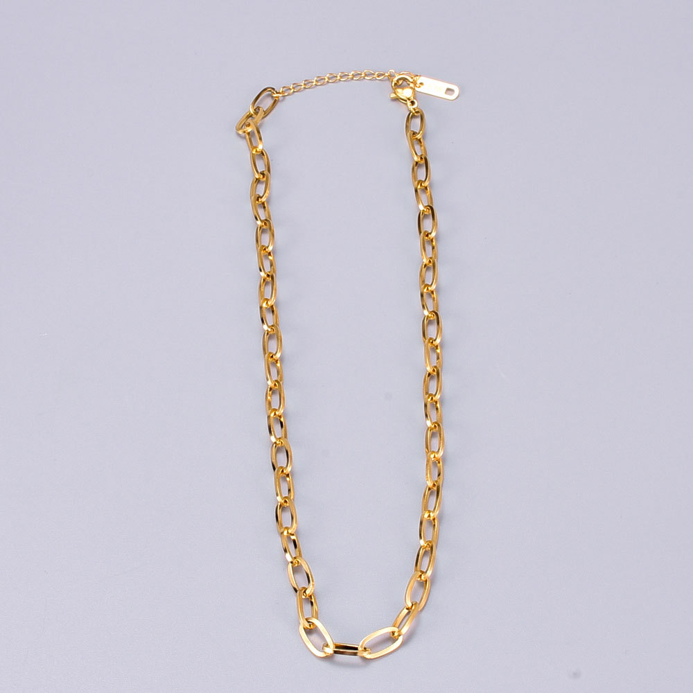 Wholesale Jewelry Thick Flat Chain Titanium Steel Necklace Nihaojewelry display picture 3