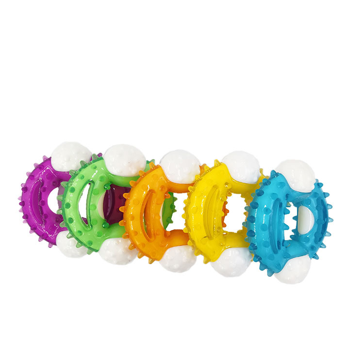 Nuevo juguete para mascotas del fabricante TPR hueso recubierto de plástico medio y grande perro molar dientes entrenamiento mordida juguetes transfronterizos