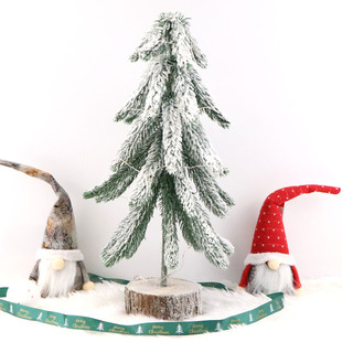 加雪迷你圣诞树圣诞节装饰仿真木头底圣诞松针树盛发热销橱窗摆件详情27