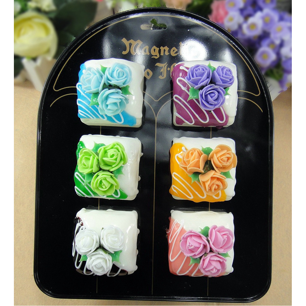 美轮美奂玫瑰花语双色蛋糕奶油裱花蛋糕冰箱贴FMC-E 创意家居摆设|ru