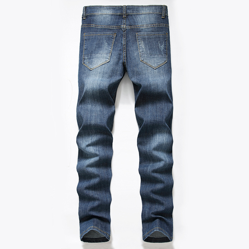 Herren Jeans Im Used Look Gerade Geschnittene Denim Hose Casual_voghion.com