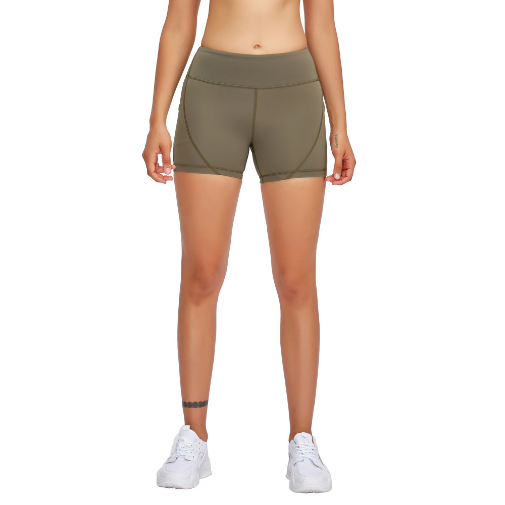 Honey Peach High Waist Side Pocket Fitness Byxor Snabbtorkade Yoga Shorts Sport Hip Lift Yoga Byxor för kvinnor_voghion.com