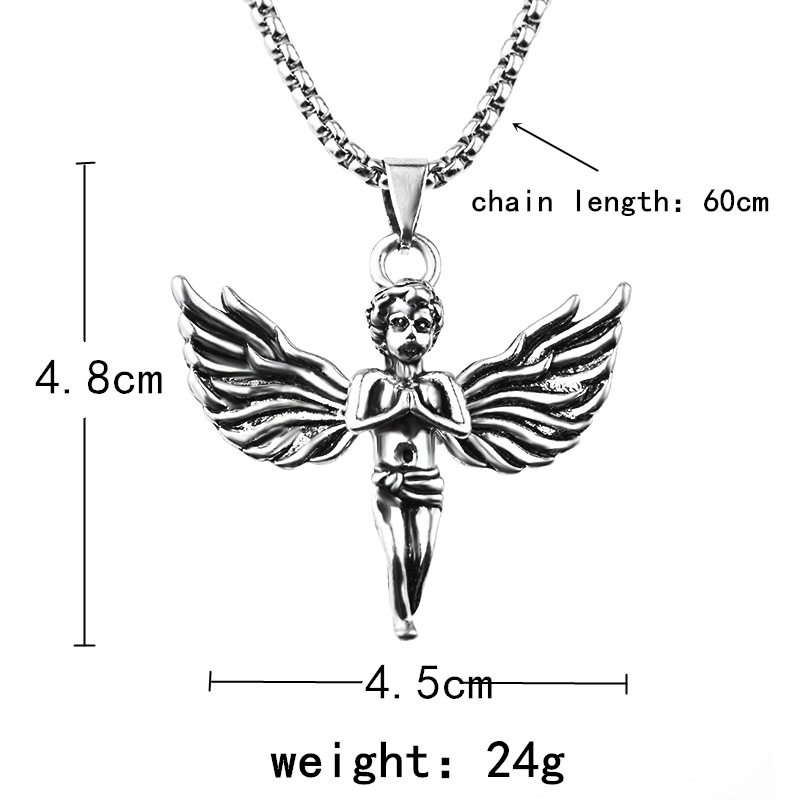 Collana Hip Hop Street Little Angel Uomo e Donna Accessori alla moda Coppia Personalità Ciondolo_voghion.com