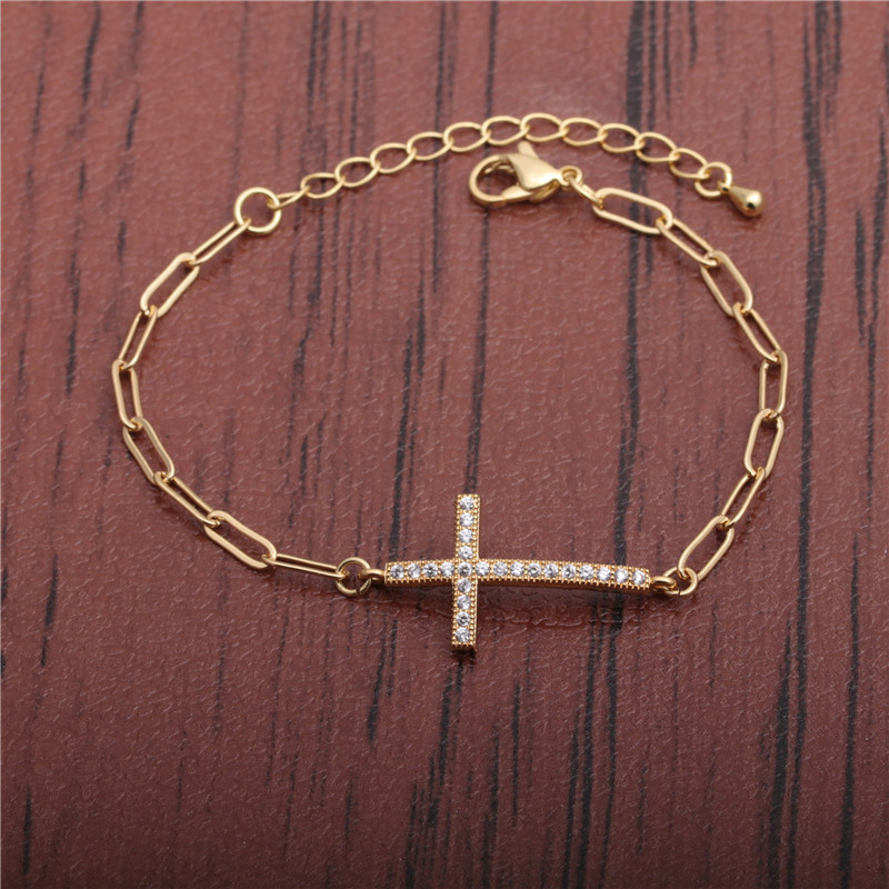 Micro-inlaid Zircon Cross Adjustable Bracelet display picture 2