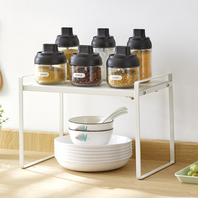 厨房收纳伸缩置物架创意橱柜隔板分层架砂锅调味品铁板整理架批发