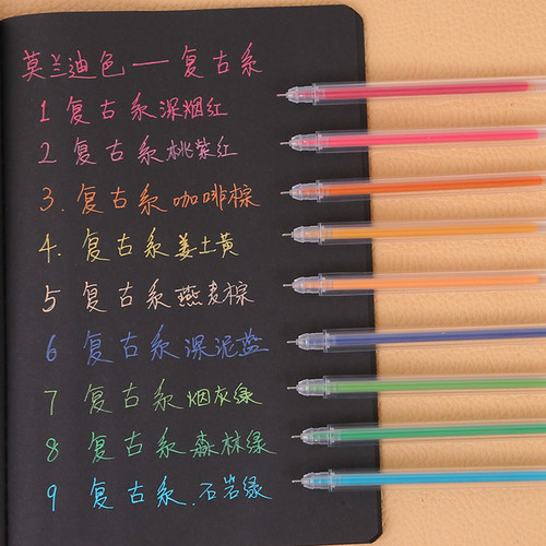 9-color Morandi color gel pens for girls, student refills, signature pens, creative account pen sets
