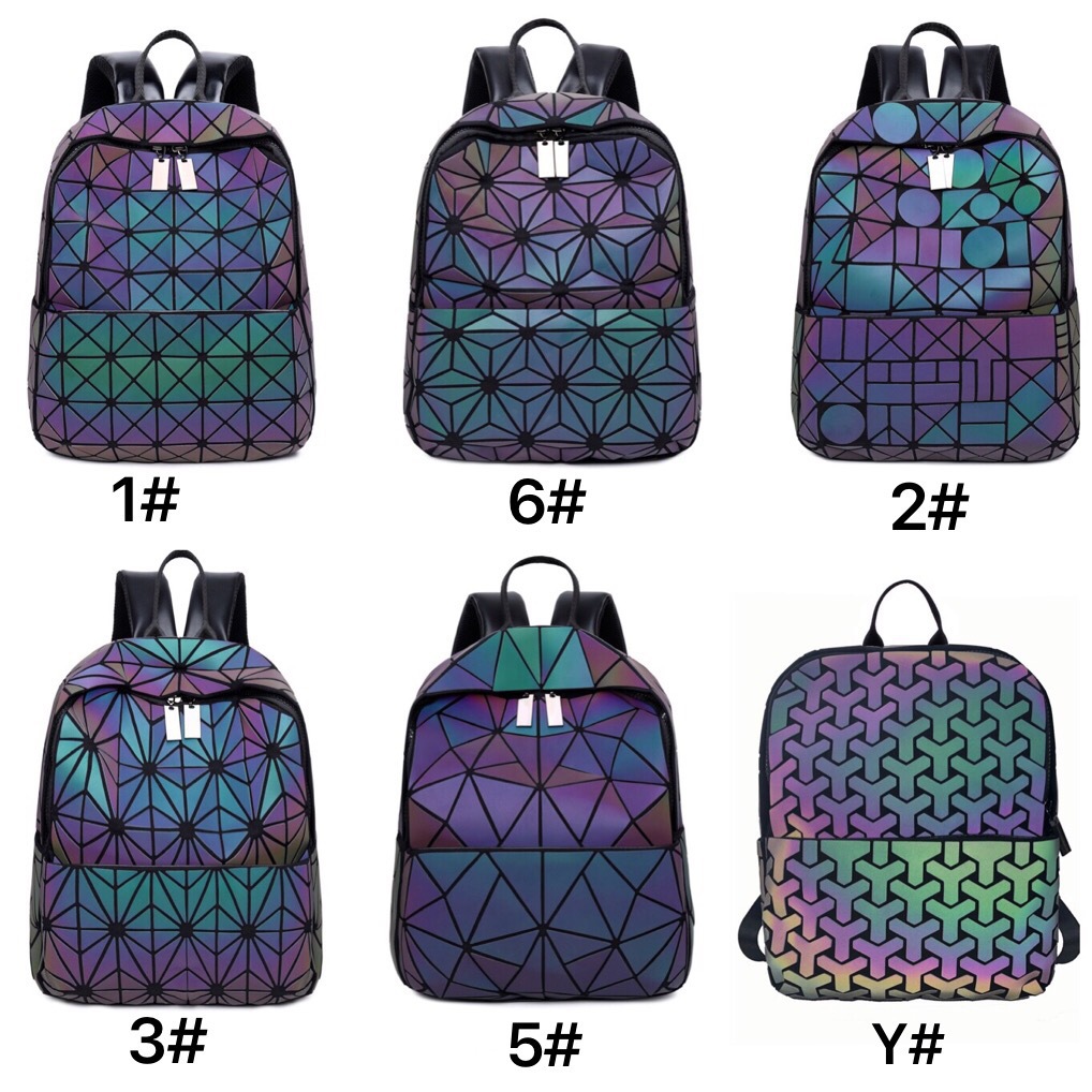 Geometric Luminous Diamond Grid Backpack For Men And Women_voghion.com