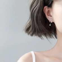 銀閃鑽愛心星星耳環簡約個性設計感耳飾韓國氣質2020新款潮耳釘女