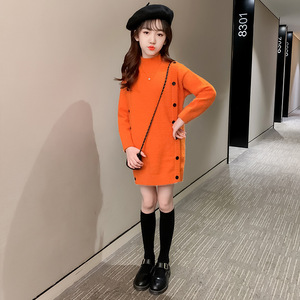 女童毛衣中长款2020新款中大童洋气时髦儿童韩版女孩套头针织衫潮