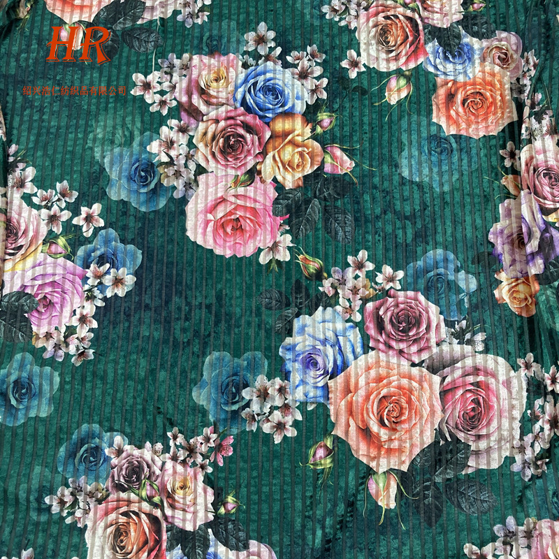 欧美春秋针织韩国绒布料金丝绒抽条烫金印花系列女装连衣裙时装服