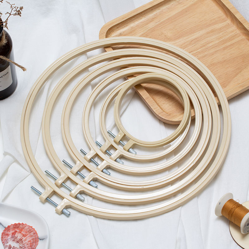 批发 20cm仿竹绣绷 刺绣DIY彩色绣花圈 十字绣圈 米色多尺寸现货|ms