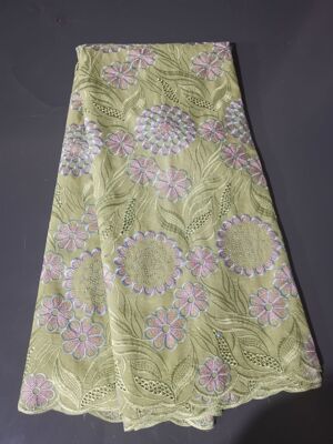 新款燙磚繡花布電腦刺繡棉布蕾絲面料SWISS voile lace