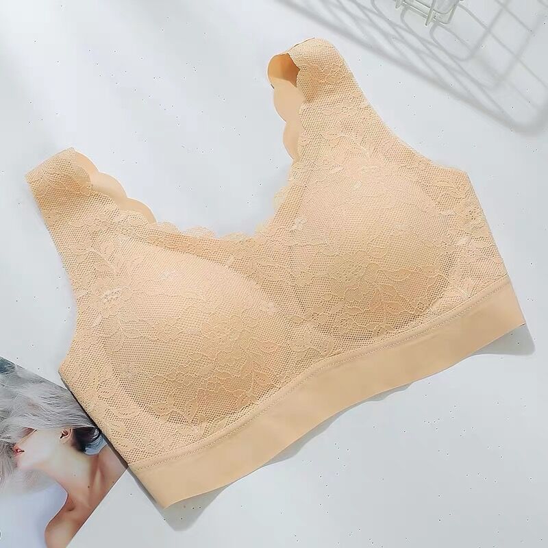 Tailandia látex 2,0 espalda encaje inalámbrico push-up sujetador chaleco sin costuras ropa interior deportiva con almohadilla en el pecho para las mujeres