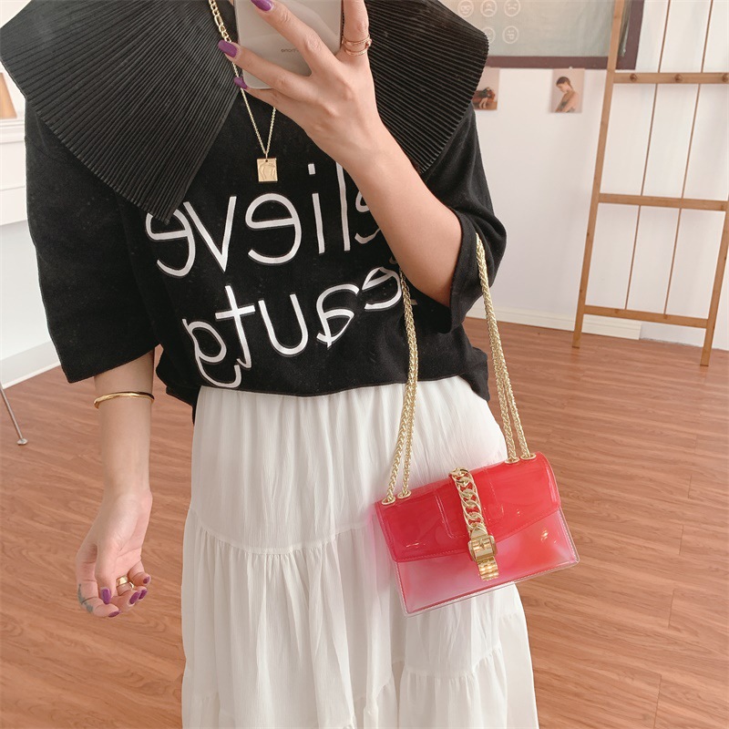 Summer 2025 new gradient jelly bag, fashionable color-blocking chain bag, crossbody single-shoulder bag, ladies' small bag undefined