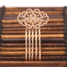 简约古风花片焊接发梳 手工diy饰品纯铜发饰头饰配件材料发簪