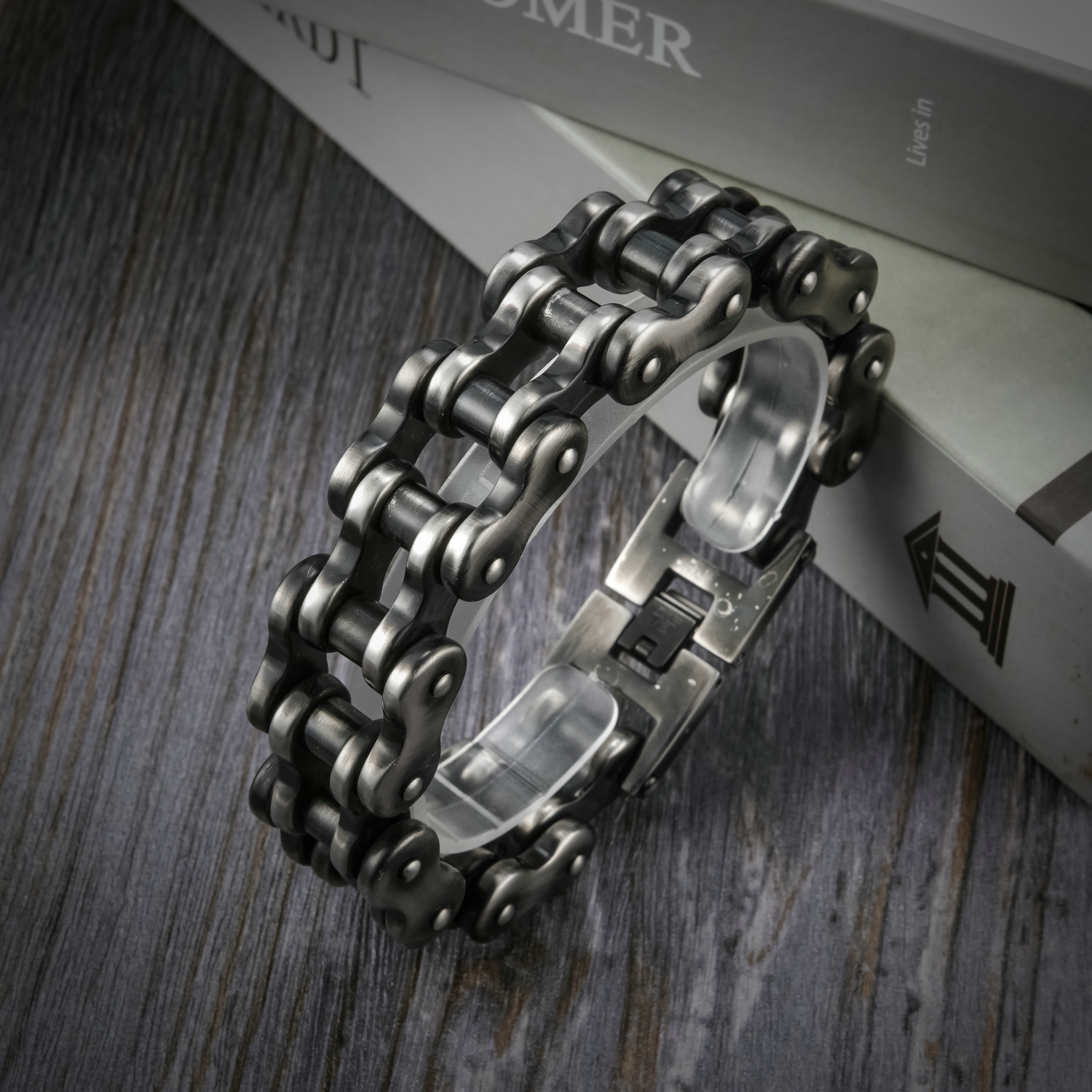 Solid Color Pattern Men's Gender Hip-hop Retro Solid Color Titanium Steel Patchwork Men's Bracelets