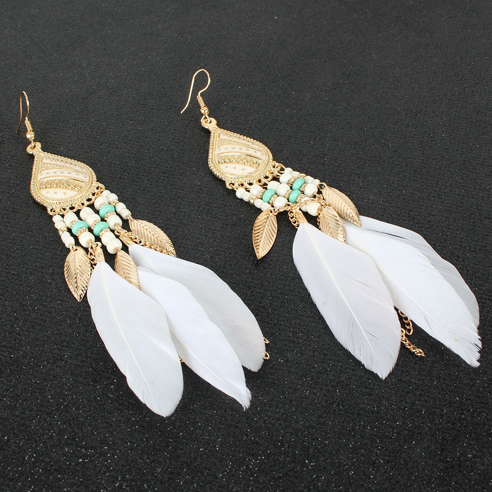 Earrings Jewelry Exaggerated Ethnic Style Feather Earrings Simple Earrings display picture 5