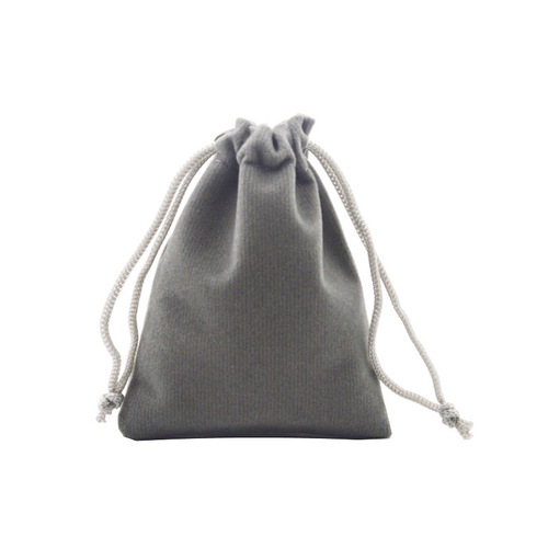 Gray velvet bag, drawstring pocket, flocked cloth earphone storage bag, jewelry dust bag, printable logo
