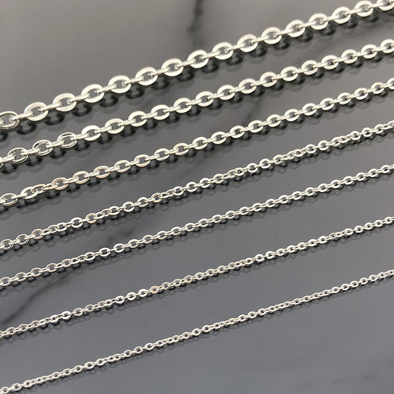 10g Weight Chain Jewelry Making Type 1 M Per Pack 0.4*1.65mm 0.5*2mm 0.6*2.5mm 304 Stainless Steel Solid Color Chain