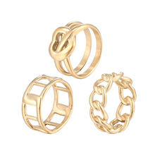 廠家直供新款鈦鋼幾何型14K金戒指 歐美女式百搭簡約手飾品食指戒