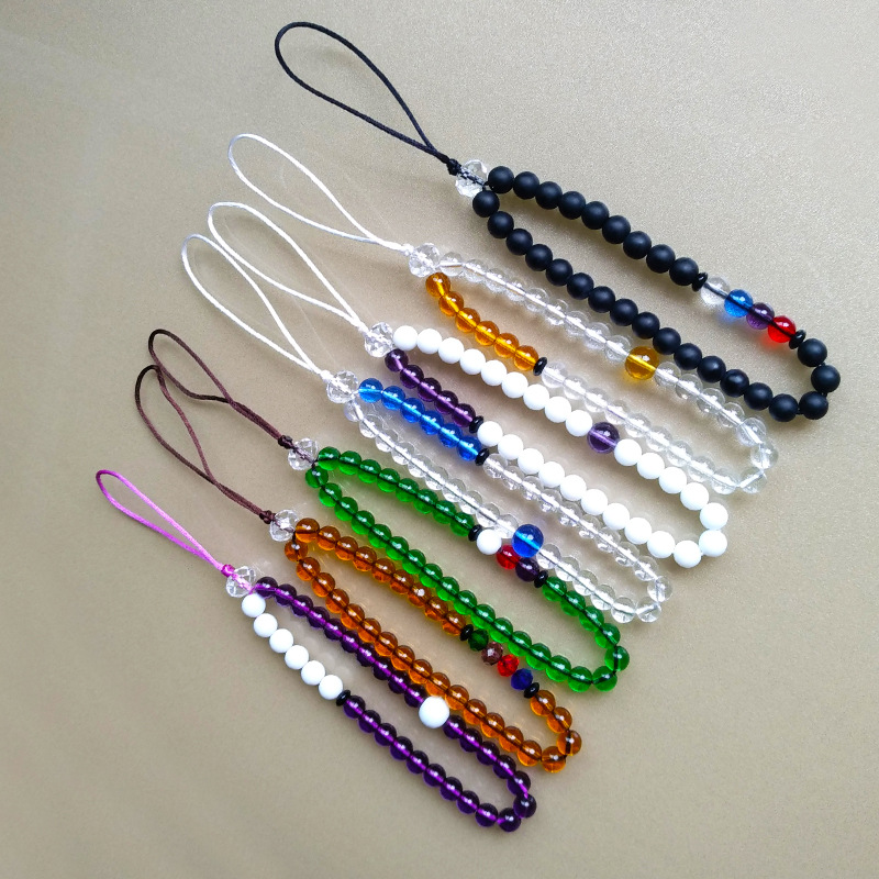 Crystal beads Mobile phone lanyard have cash less than that is registered in the accounts Chains manual weave Mobile phone shell Lanyard Daughter Bead Wholesale chain