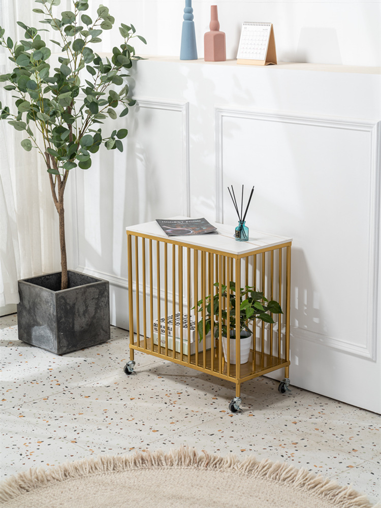 北欧沙发边桌轻奢小茶几小方桌角几移动带轮边几推车收纳现代简约|ru