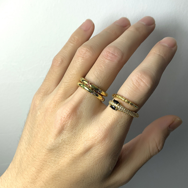 Europäischer Und Amerikanischer Kreativer Persönlichkeit Schlangen Förmiger Ring Weiblicher Mikro-eingelegter Zirkon Schlangen Förmiger Offener Ring Diamant Ring Rij33 display picture 8