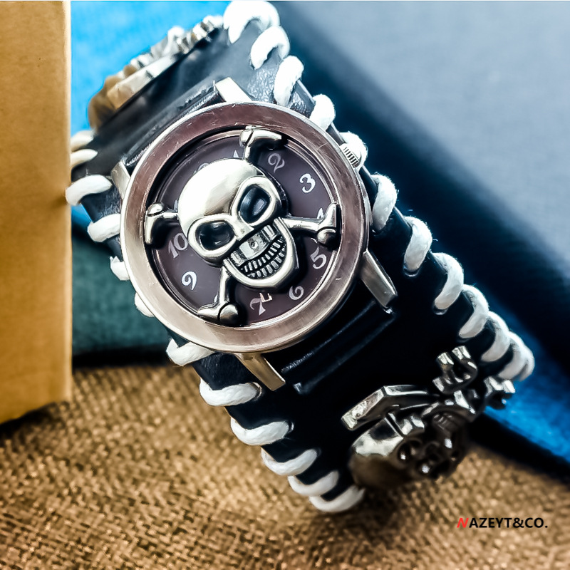 AliExpress Hot Punk Skull Flip Belt Quartz Watch Alternative Trendy Men's Watch