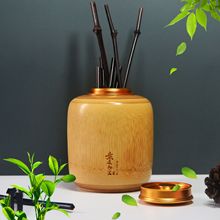 廠家定制竹茶葉筒竹包裝竹子儲物罐金屬蓋茶罐茶倉密封罐收納竹罐