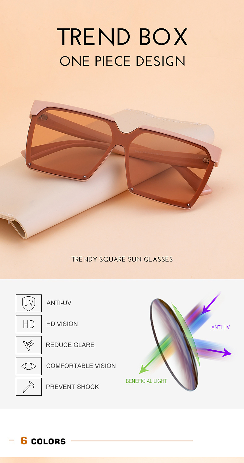 Nouvelles Lunettes De Soleil Une Pièce De Mode Simples À Grande Monture display picture 21