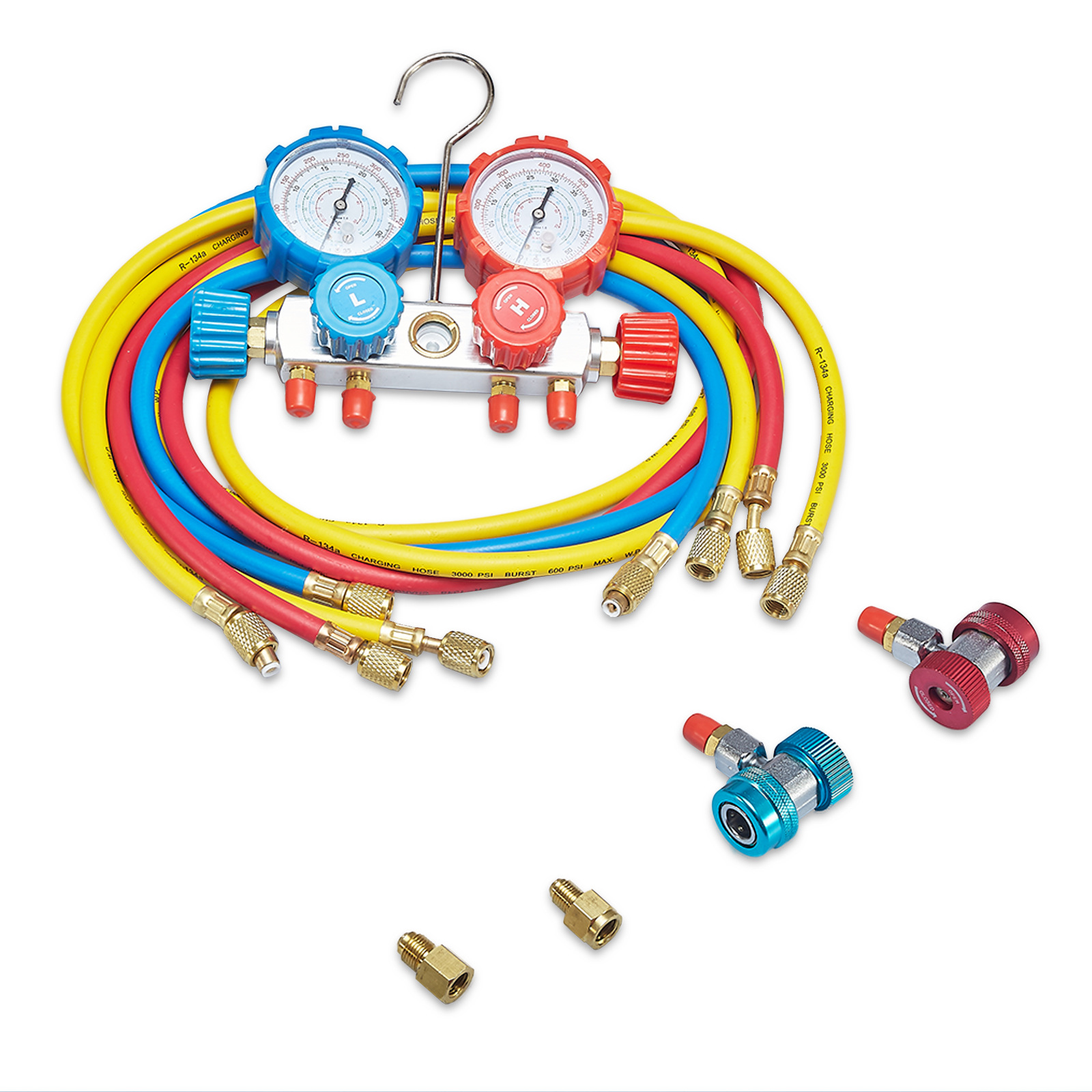 厂家直供R410 R22 R134冷媒双表阀组 真空泵 四手轮铝阀体表组