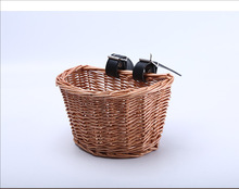 指间柳编自行车篮子柳条藤编折叠批发自行车车筐宠物篮子一件代发