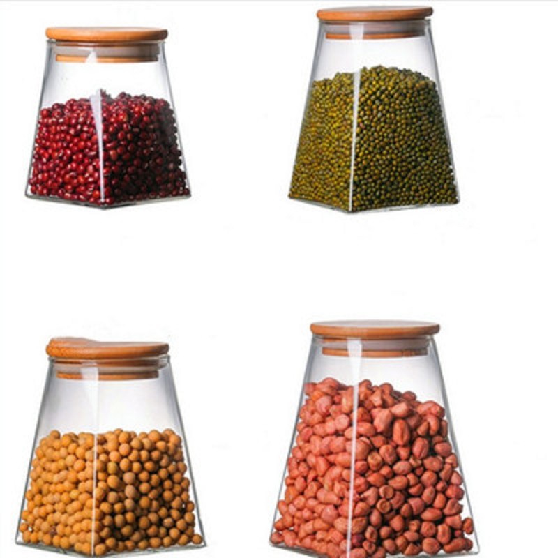 Tarro de almacenamiento cuadrado de gran capacidad de vidrio cuadrado tarro de vidrio de borosilicato tarro de almacenamiento tarro sellado tarro de almacenamiento de alimentos
