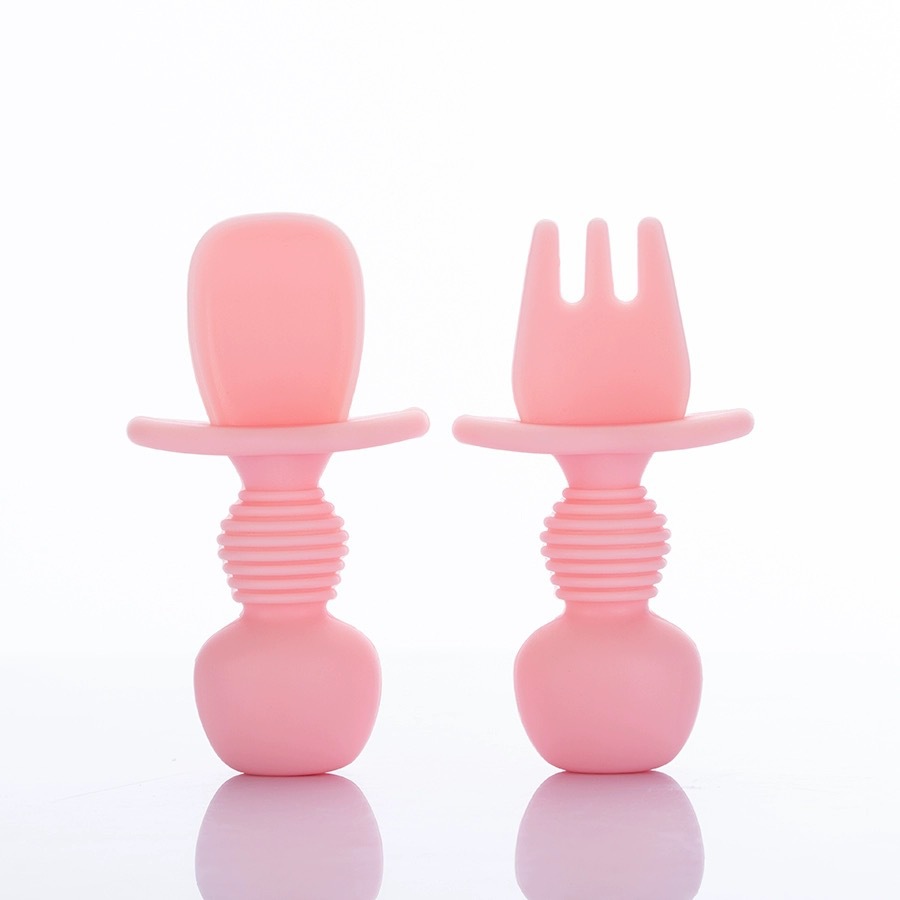 厂家直销硅胶舔舔勺小宝宝学食勺训练勺子短柄婴儿辅食吃饭软叉勺