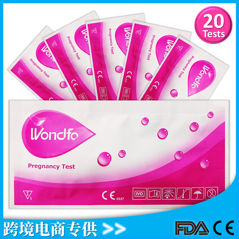 跨境專供Wondfo萬孚早孕檢測試紙HCG試紙 外貿英文驗孕棒跨境出口