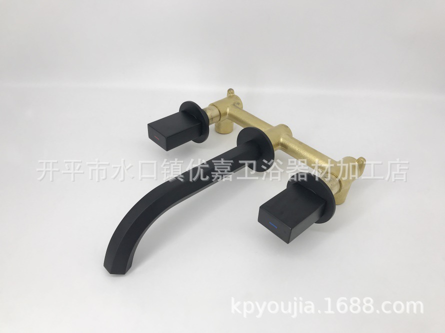 Kaiping Youjia bathroom concealed basin faucet Wall water outlet double handle embedded matte black faucet 30334