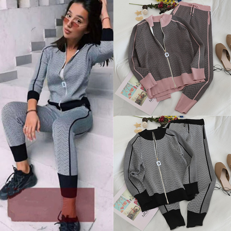 Women's Knitted Jacket And Elasticated Trouser Pant Set For Women_voghion.com