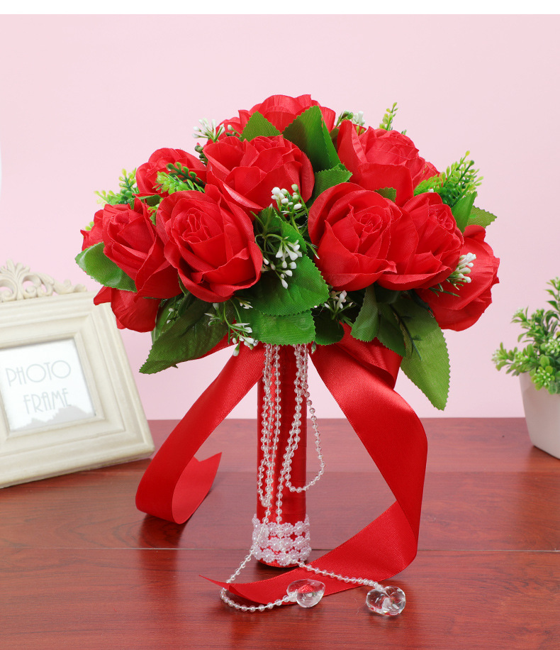 New cross-border Western-style wedding products, wedding simulation rose hand bouquets, creative home decorations, wedding supplies wholesale detail image 12